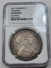1861 Germany Frankfurt Silver 2 Thaler Ngc Au Details Large Double Thaler  v932