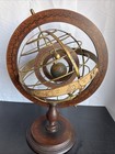 Vtg Ptolemaic Armillary Sphere Zodiac Italian 20th Century Brass Wood Large 22 