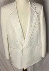 Vtg Perry Ellis Off White Dinner Jacket Double Breasted Satin Trim Men s 46l Euc