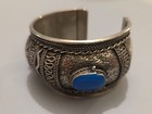 Vintage Afghan Kuchi Tribal Cuff Bracelet Filigree Blue Cabochon Stones Boho