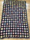 Vintage Wool Granny Square Afghan Throw