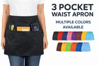 Half Bib 3 Pocket Waitress Apron Waist Aprons For Home   Kitchen Server
