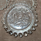 Rose Design Glass Coaster Set Of 5 Candlewick Style Beaded Edge Made In Germany