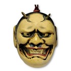Japanese Clay Bell Dorei Hanny Noh Oni Devil Demon Head Pottery Lucky Charm B23