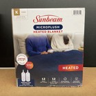 Sunbeam Electric Heated Blanket King 90 X 100 Navy Microplush