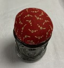 Antique Silver Plate Napkin Ring Pin Cushion  Bird  Child Design  Edna  Red