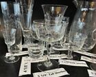 Vintage Etched Glass Noritake Sasaki Bamboo Crystal Glasses Wine Liquor Brandy