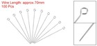 100pcs Eye Pins Jewelry Findings 22 Gauge 70mm Stainless Steel Eye Pins 3 3mm
