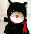 Ty Beanie Buddy Black And White Kitty Cat Zip 9 Inches Year 1999 Green Eyes Vtg