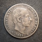 1885 Spain Philippines Silver 2o Peso - Free Shipping  M6708