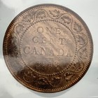 1913 Canada One Cent Large Penny Uncirculated Coin Red Ms-63 Graded Iccs Gg551