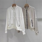 Womens Brunello Cucinelli Spring Pocket Bead Chain Zip Jacket Elastic Waist Set