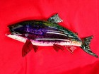 Michael Hopko Blown Art Glass Rainbow Trout Fish Cabin Lodge Decor 17  Inches