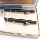 Vtg Bradley Ballpoint Pen And Pencil Set Black Gold W  Folding Case Yamaha Logo