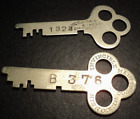 2 Antique Flat Steel Keys- Victor Safe Lock Co 1323   Invincible Manitowoc B 376