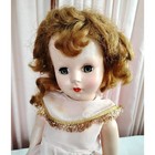 1950s Vintage 17  Hard Plastic Sleep Eye Doll W  Red Hair   Pink Dress