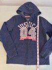 Justice Girls Size 8 Navy Zip Hoodie Glitter Logo Y2k