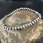 Southwestern Stretch Silver Pearls 5mm Beads 8    Sterling Silver Bracelet 90503
