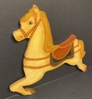 Vintage Hand Painted Folk Art Wood Carousel Horse Wall Plaque Nursery Decor