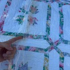Vintage Handmade Patchwork Baby Quilt Floral Pastel White Crib Blanket 47x32