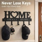 Entryway Key Holder Wall Rack With 5 Hooks Metal Organizer Sweet Home Black