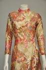 Vintage 1970s Gold Pink Paisley Print Boho Midi Dress Party Wedding Guest Xs-m