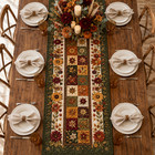 Quilted Fall Patchwork Table Runner  Autumn Floral Thanksgiving Decor