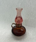Vtg Miniature Tiny Hurricane Lamp Amber Glass Perfume Bottle Dollhouse 2 5  Tall