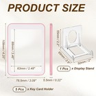 5 Pcs Double Sided Clear Badge Holder Card Protector With Display Stand Pink