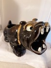 Vtg Ceramic China Pottery Brown Gold Bulldog Planter Canine Japan