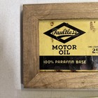 Vintage Metal 1 Quart Faultless Motor Tin Oil Can Sign Flat Maple Hardwood