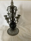 Vintage Victorian Silver black  6 Arm Candelabra Candlestick Holder Wood   Metal