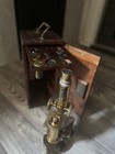 Reichert Wien Antique Vintage Brass Microscope W  Wooden Case   Accessories 