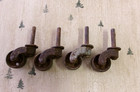 Set Of 4 Four Matching Antique Steel   Cast Iron Caster Swivel  Wheels