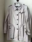Fuchs Schmitt Beige Trench Coat Check Lining Belted Button Front Jacket Small