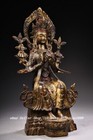 11 8  Old Tibet Copper Gilt Buddhism Maitreya Bodhisattva Buddha Lotus Statue