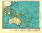 1938 Vintage Map Australia Or Oceania  Color Original From Collier Atlas