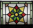 Floral English Leaded Stained Glass Window Unframed W Hooks 12 1 2 x 10 1 2 