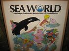 Vintage 1970 s Sea World Large Promo Poster Shamu Whales Dolphins Amusmt Pk Prop