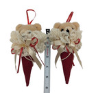 Vintage Teddy Bear Plush Face Christmas Ornaments Lot Of 2