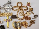 Religious Christian Brooch Lapel Pin Gold Silver Enamel Cross Jesus Lot Of 25