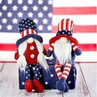 4th Of July Decorations Patriotic Gnomes Plush 2 Piece White Blue Red Elf Dolls