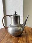 Vintage Royal Holland Pewter Set Rattan Handle Coffee Tea Pot Pitcher