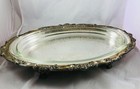 Vintage Large Oval Silver Plate Footed Serving Dish pyrex Insert Mint Condition