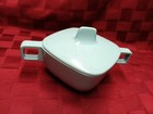 Vintage Mcm  Melamine Turquoise Covered Sugar Bowl W lid  Square Handles