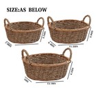 Natural Wicker   Seagrass Woven Storage Baskets Set Of 3  Oval Handled Willow   