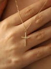 Women s Gold Cross Necklace  Minimalist Religious Jewelry