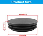 12 Pack Round Plastic Hole Plugs 63mm Tube End Caps Black Furniture Inserts