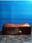 Antique Asian Qing Era Headrest Wood leather brass Pillow Lacquer Ornate Box obo
