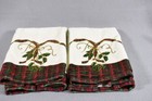Lenox Set Of 2 Christmas Holiday Nouveau Tartan Plaid gold Hand fingertip Towels